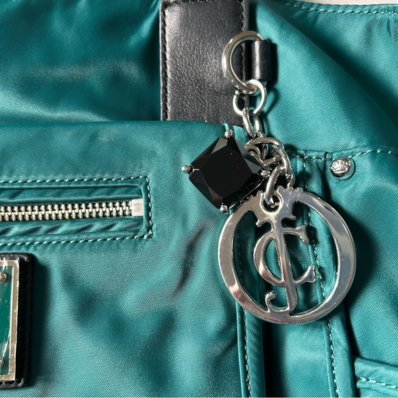 NWT Juicy Couture Green Hot Pink Interior Nylon Shoulder Tote Bag - Picture 4 of 11